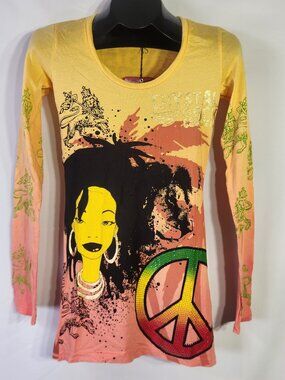 NWT Crystal Rock by Christian Audigier Limited Edition Jamaica Peace Tee – XS